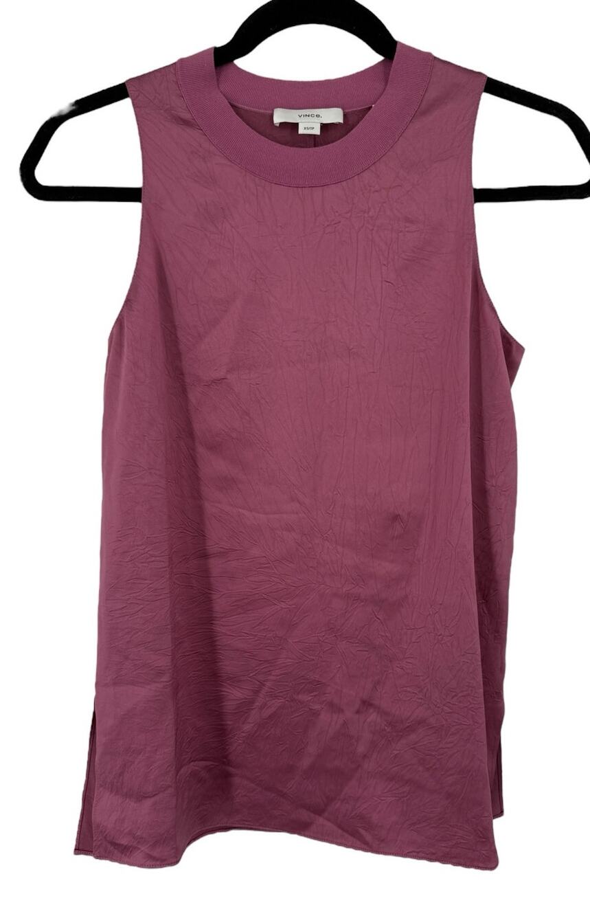 Vince Top Sleeveless Satin Blend pink size X-Small XS
